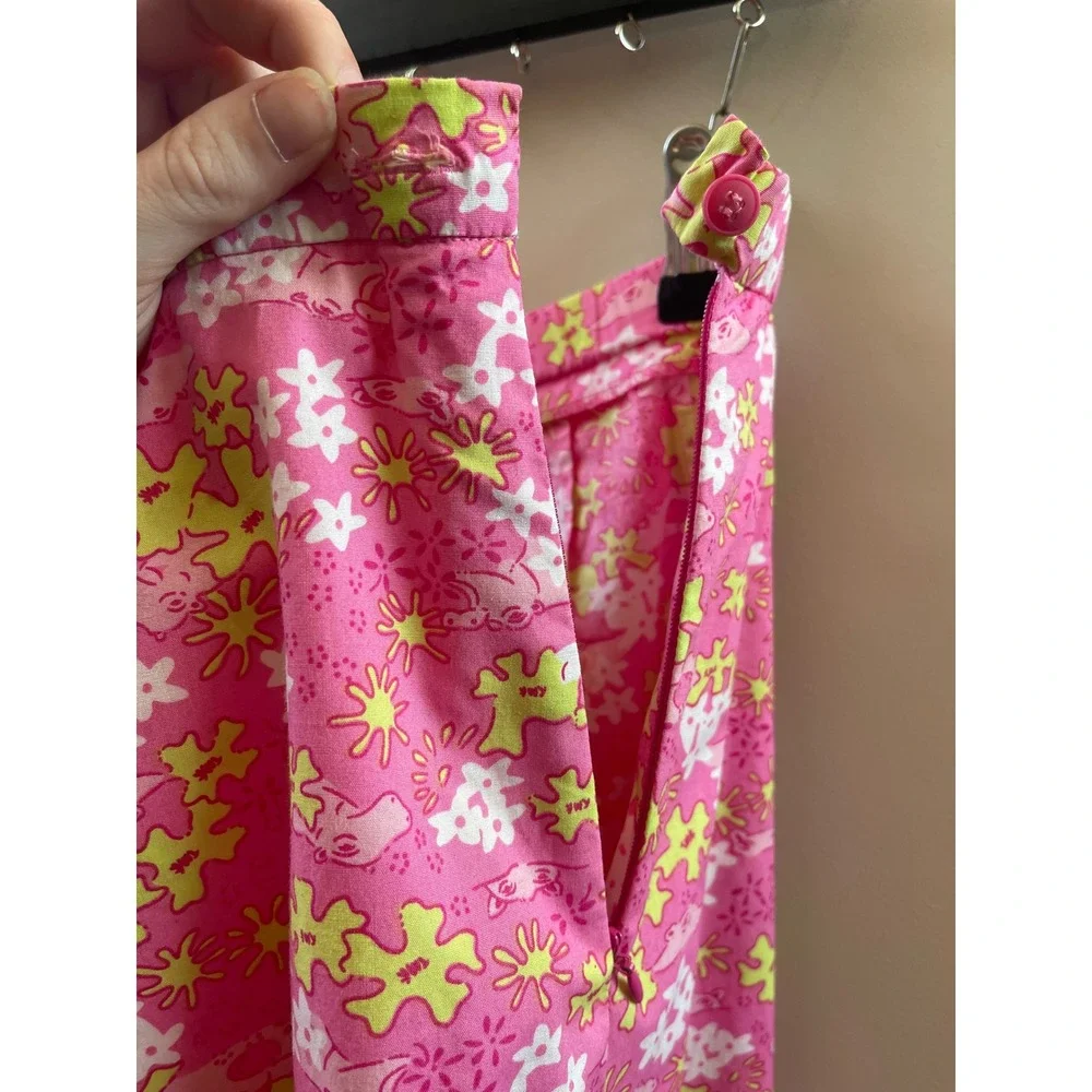 Bay Studio Petite Pink Floral Hippo Print Skort Side Zip Retro Y2K Style